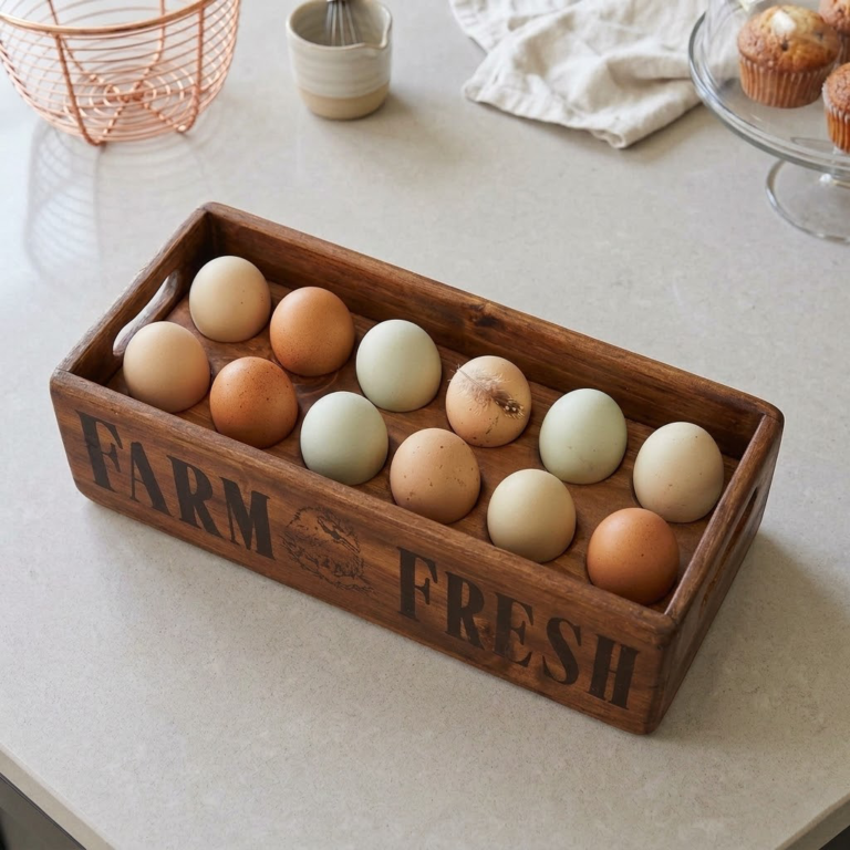 12 hole wooden egg box