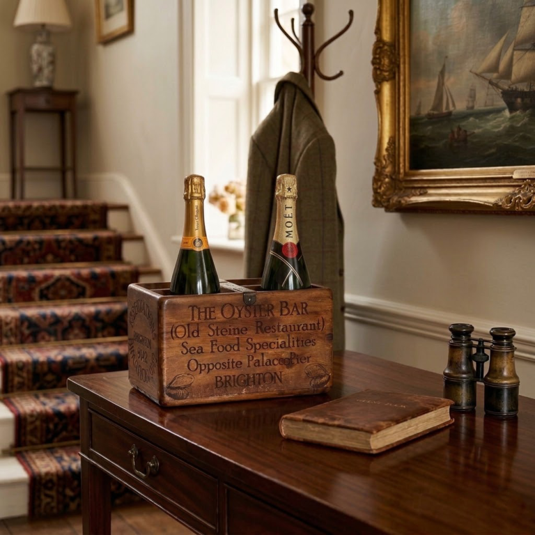 Small decoupage box with champagne